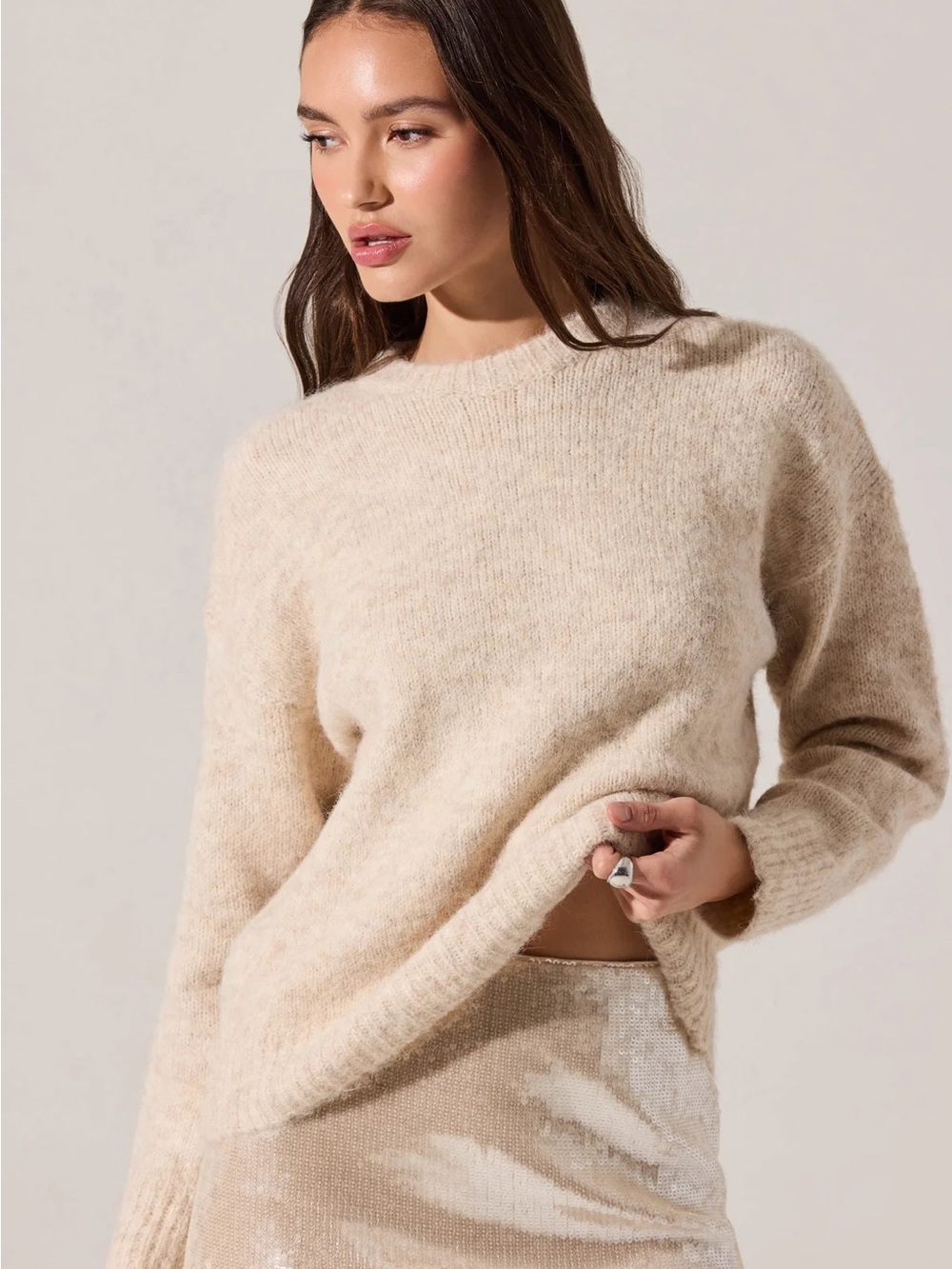 Soft Cream Crewneck Sweater - Women